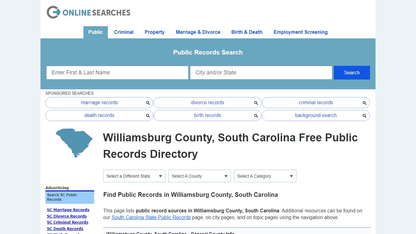 Williamsburg County, South Carolina Public Records Directory