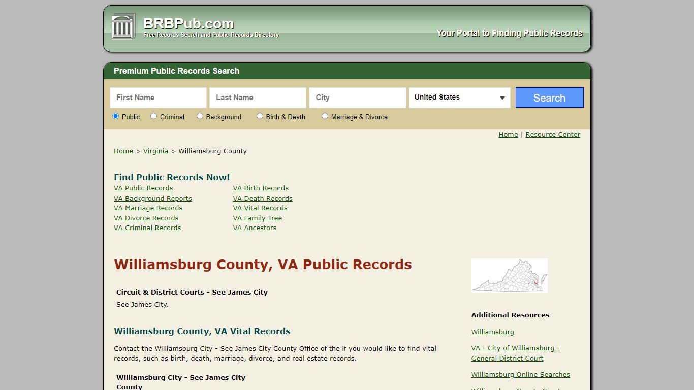 Williamsburg County Public Records | Search Virginia ...