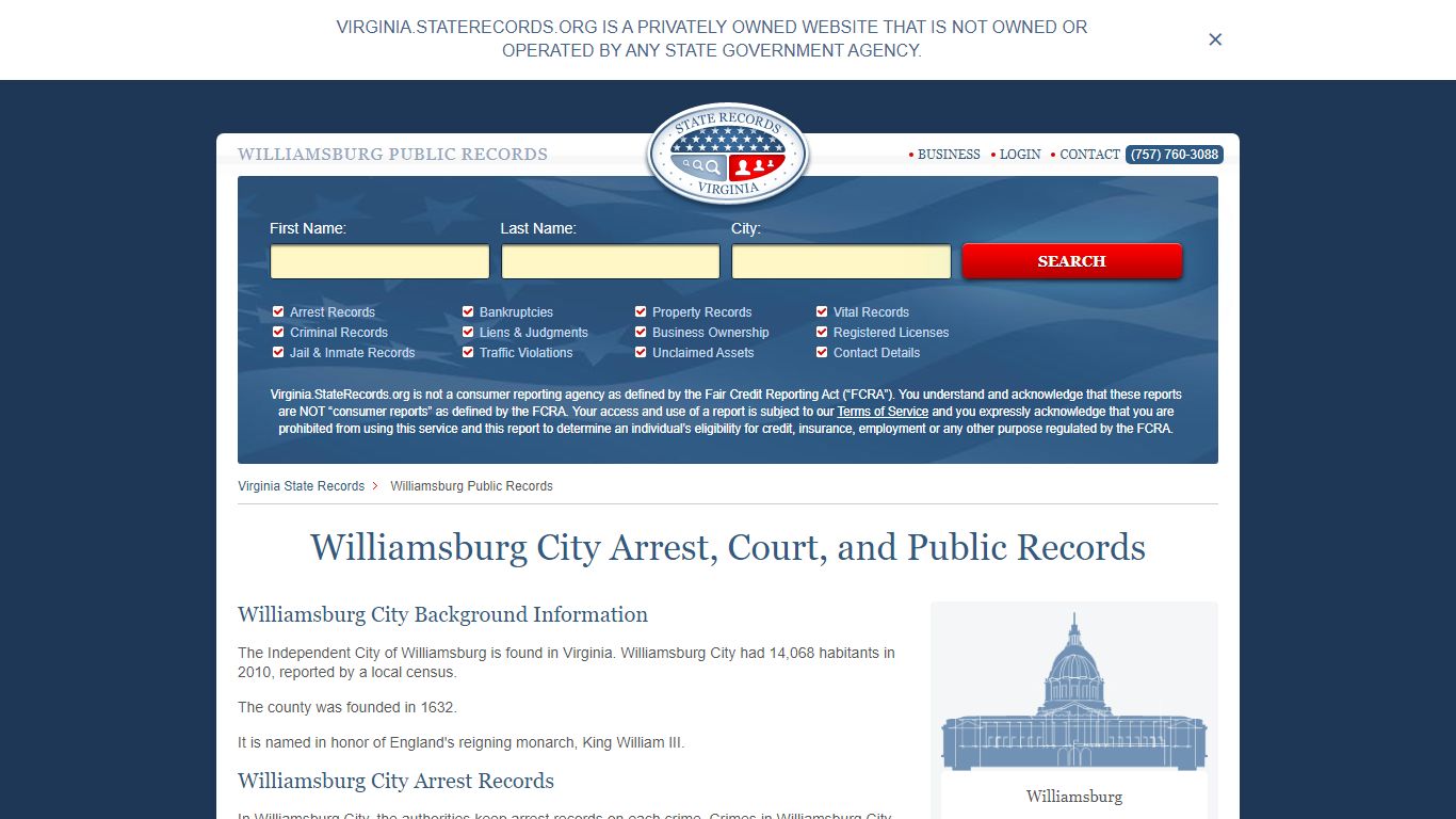 Williamsburg City Arrest, Court, and Public Records