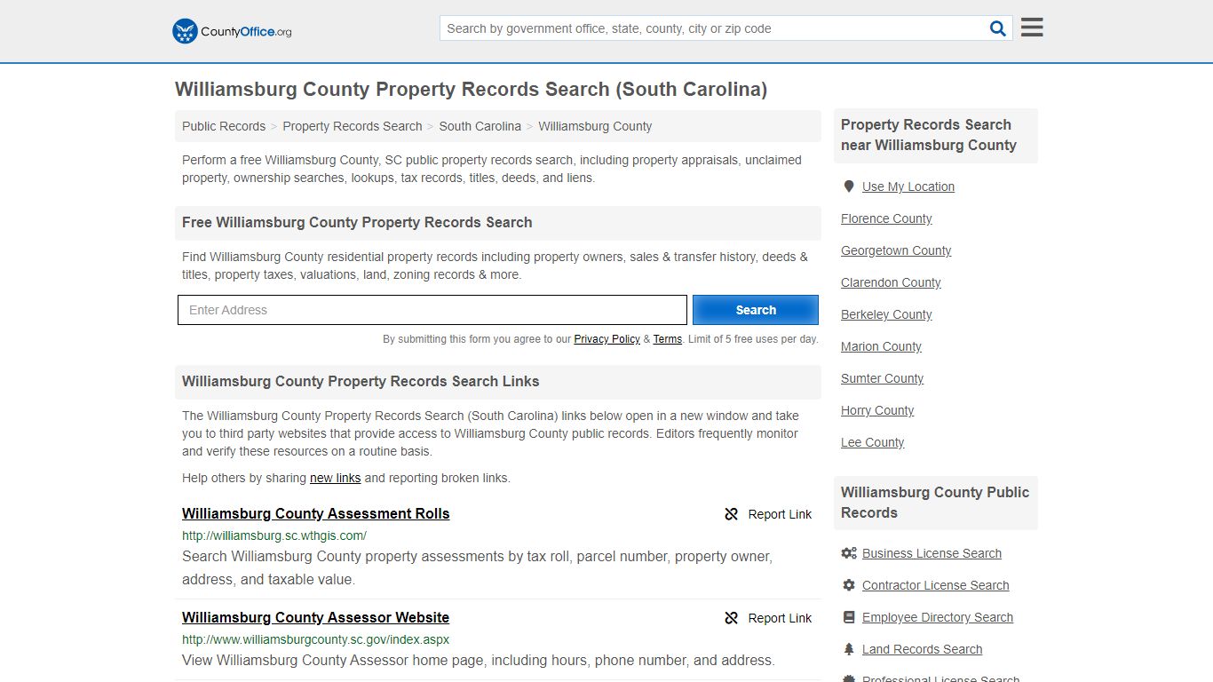 Property Records Search - Williamsburg County, SC ...